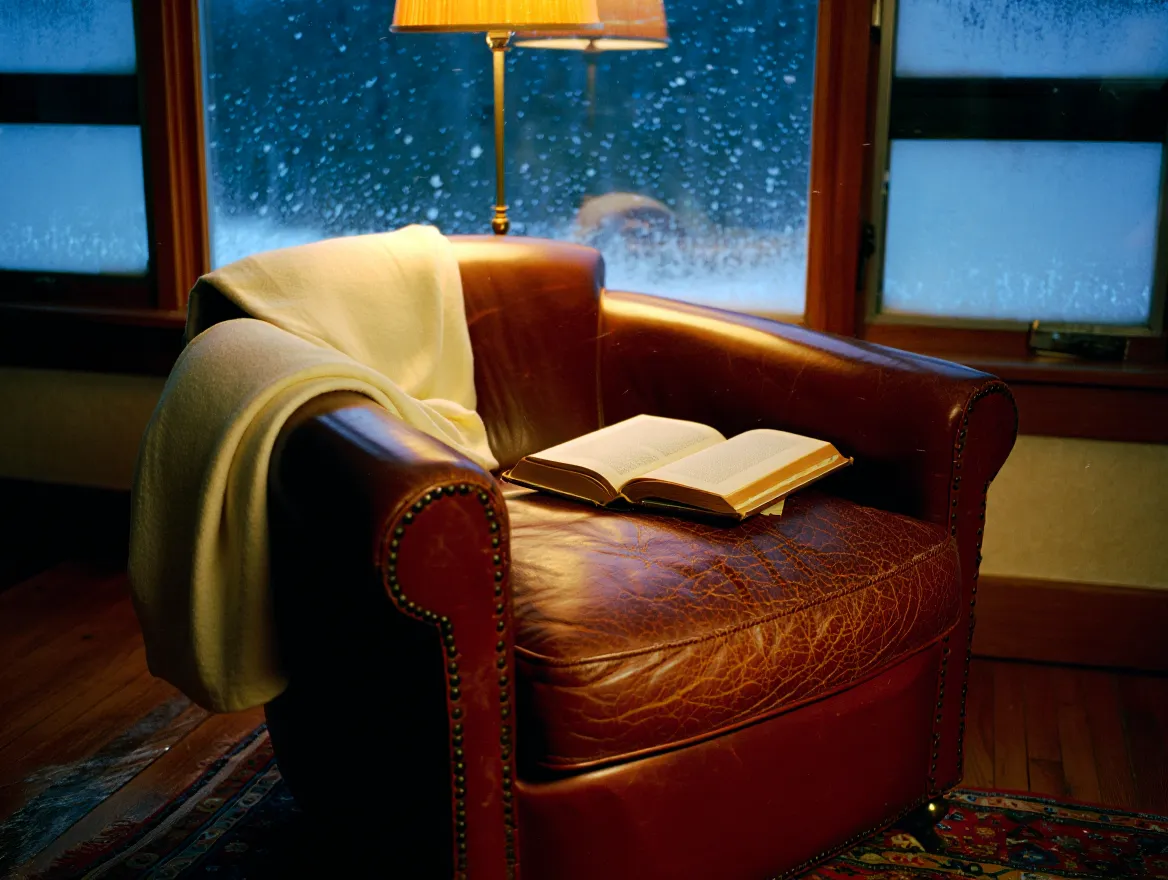 Warm evening atmosphere with soft lighting creating a sense of relaxation and personal time